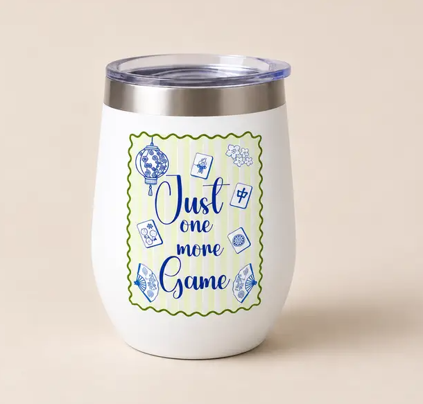 Just one More Game Mahjong Short Stainless Tumbler Everything Labeled