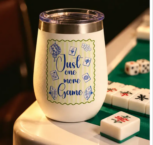 Just one More Game Mahjong Short Stainless Tumbler Everything Labeled