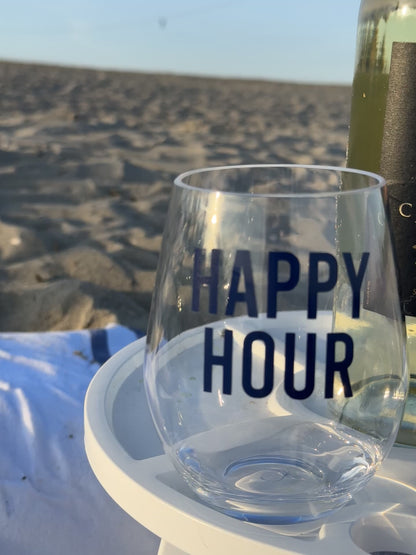 Happy Hour Acrylic Wine Glass | 20 oz Stemless Wine Glass