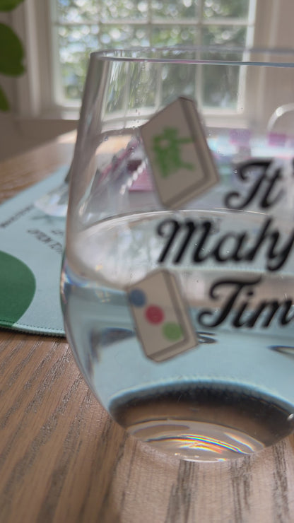 It's Mahjong Time Acrylic Wine Glass | Game Night Cup