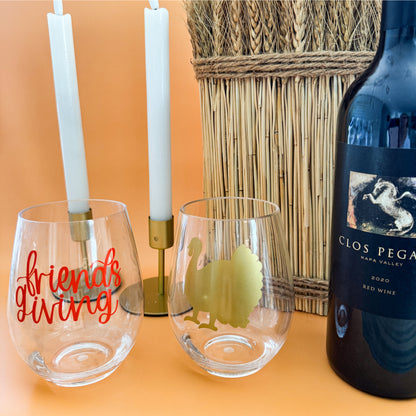 Thanksgiving & Friendsgiving Acrylic Wine Glasses: Toast to Gratitude Everything Labeled