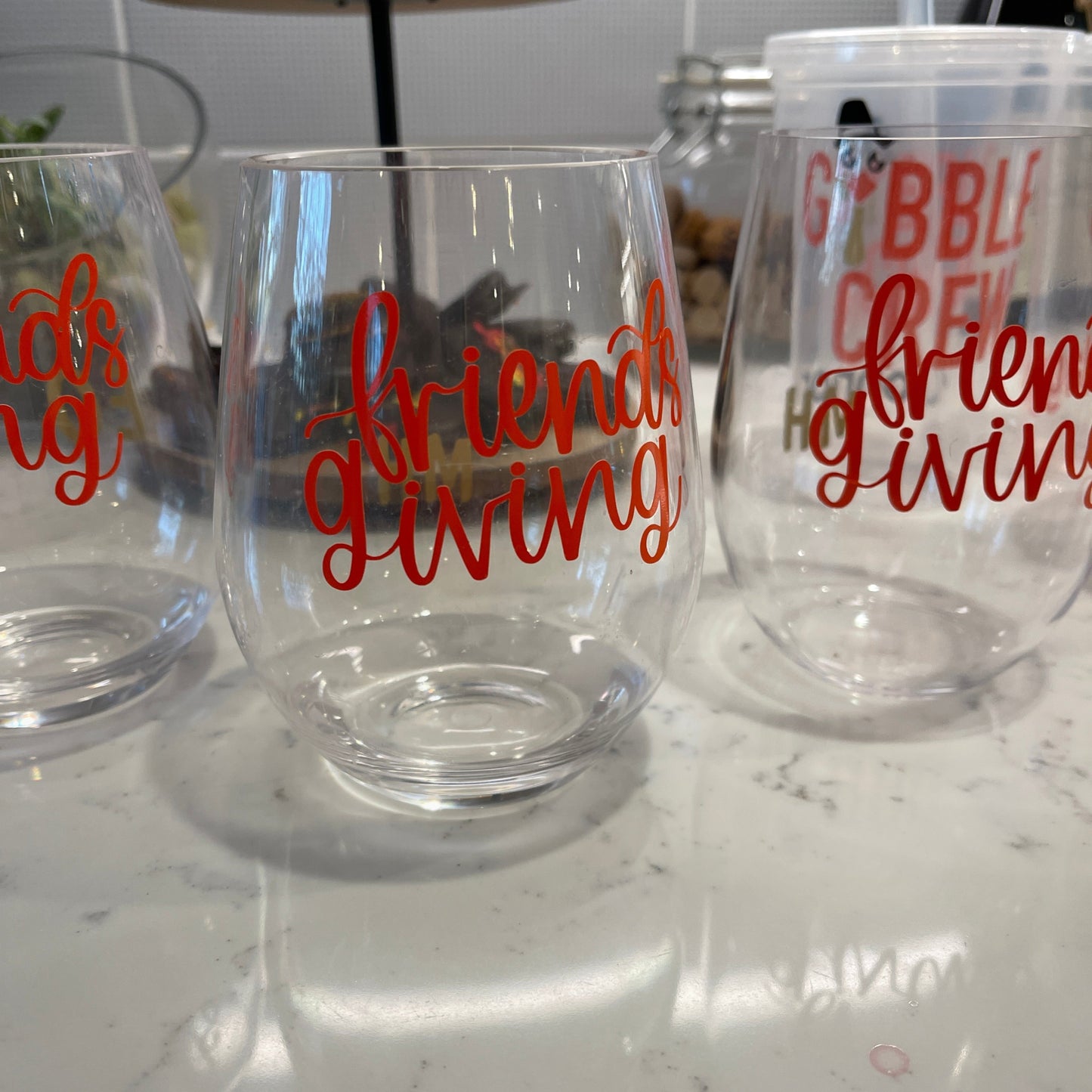 Thanksgiving & Friendsgiving Acrylic Wine Glasses: Toast to Gratitude Everything Labeled