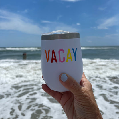 Vacay Stainless Steel Tumbler – 12 oz Insulated Vacation Drinkware Everything Labeled