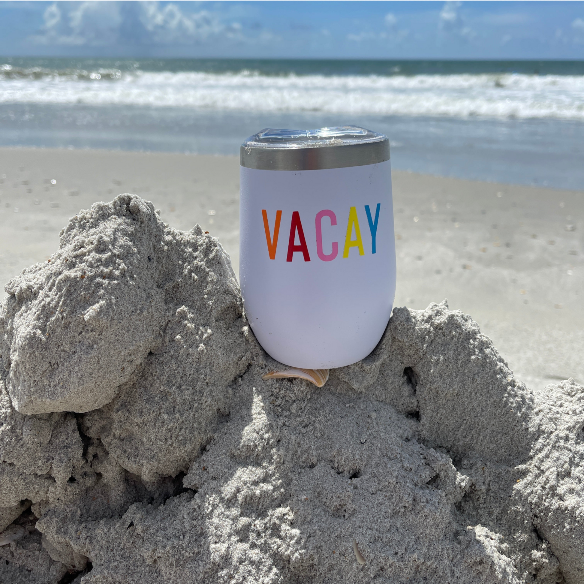 Vacay Stainless Steel Tumbler – 12 oz Insulated Vacation Drinkware Everything Labeled