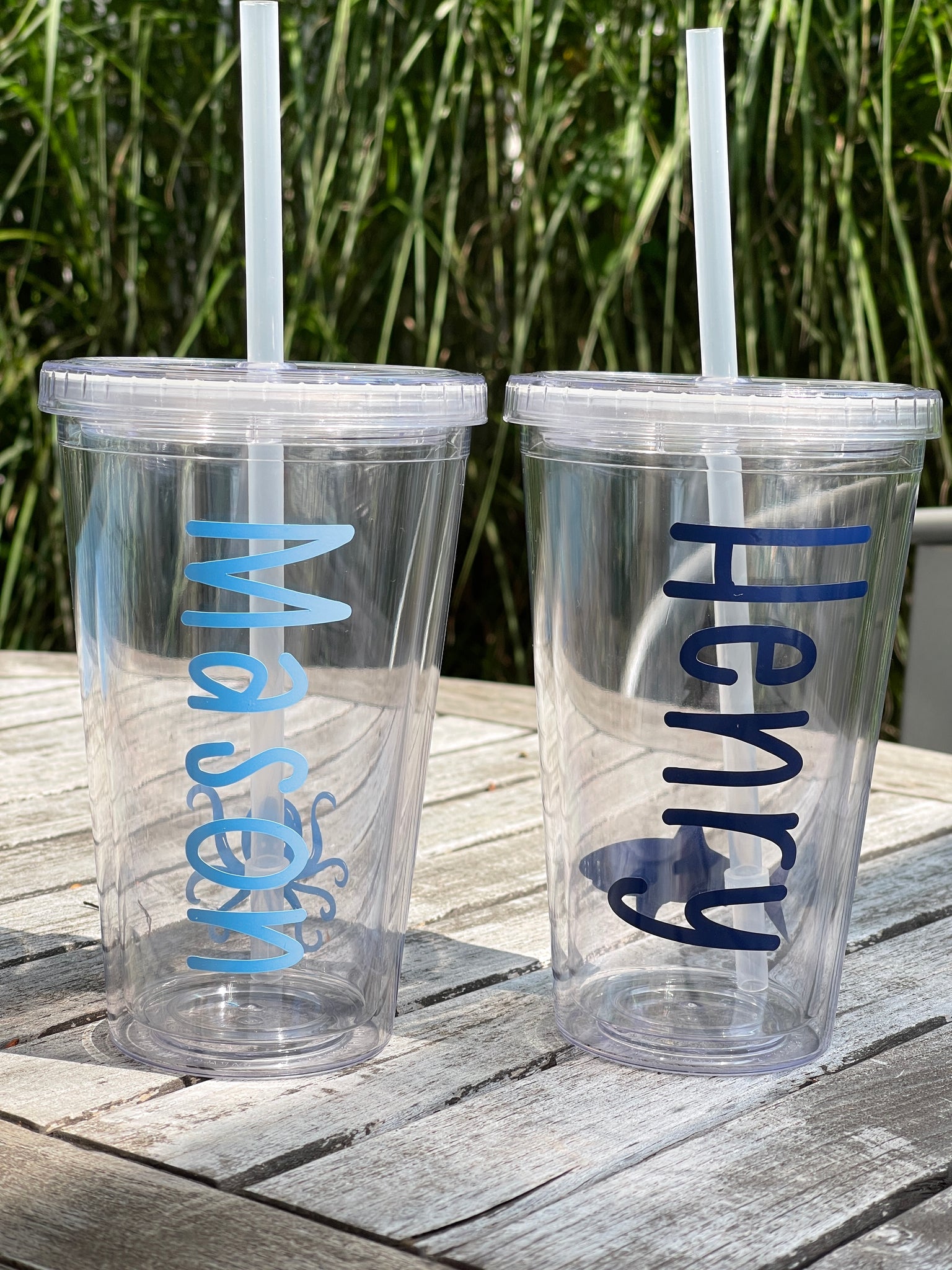 Personalized Name on Clear Acrylic Tumbler with Straw
