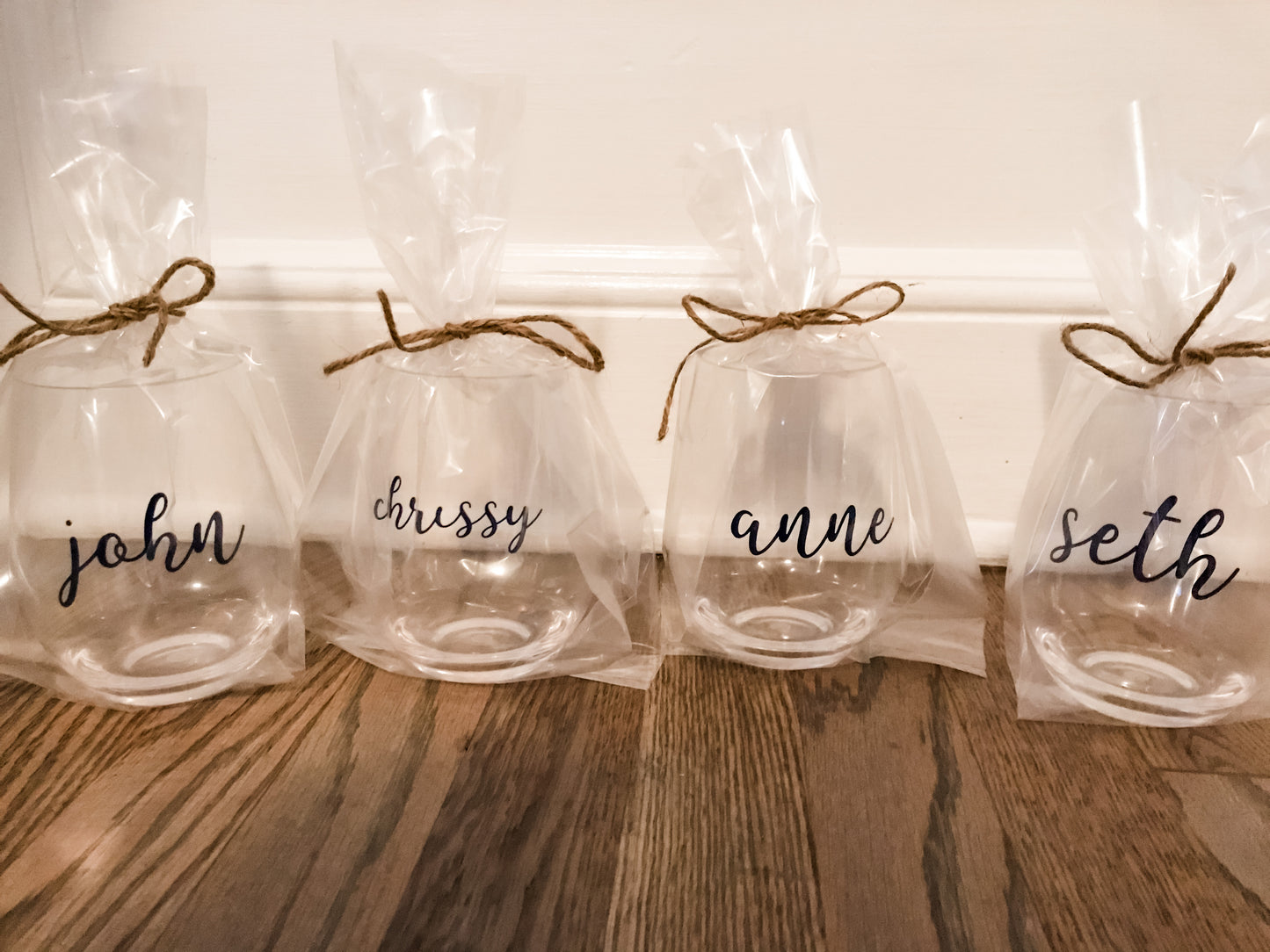 Custom Acrylic Wine Glasses in Script Font
