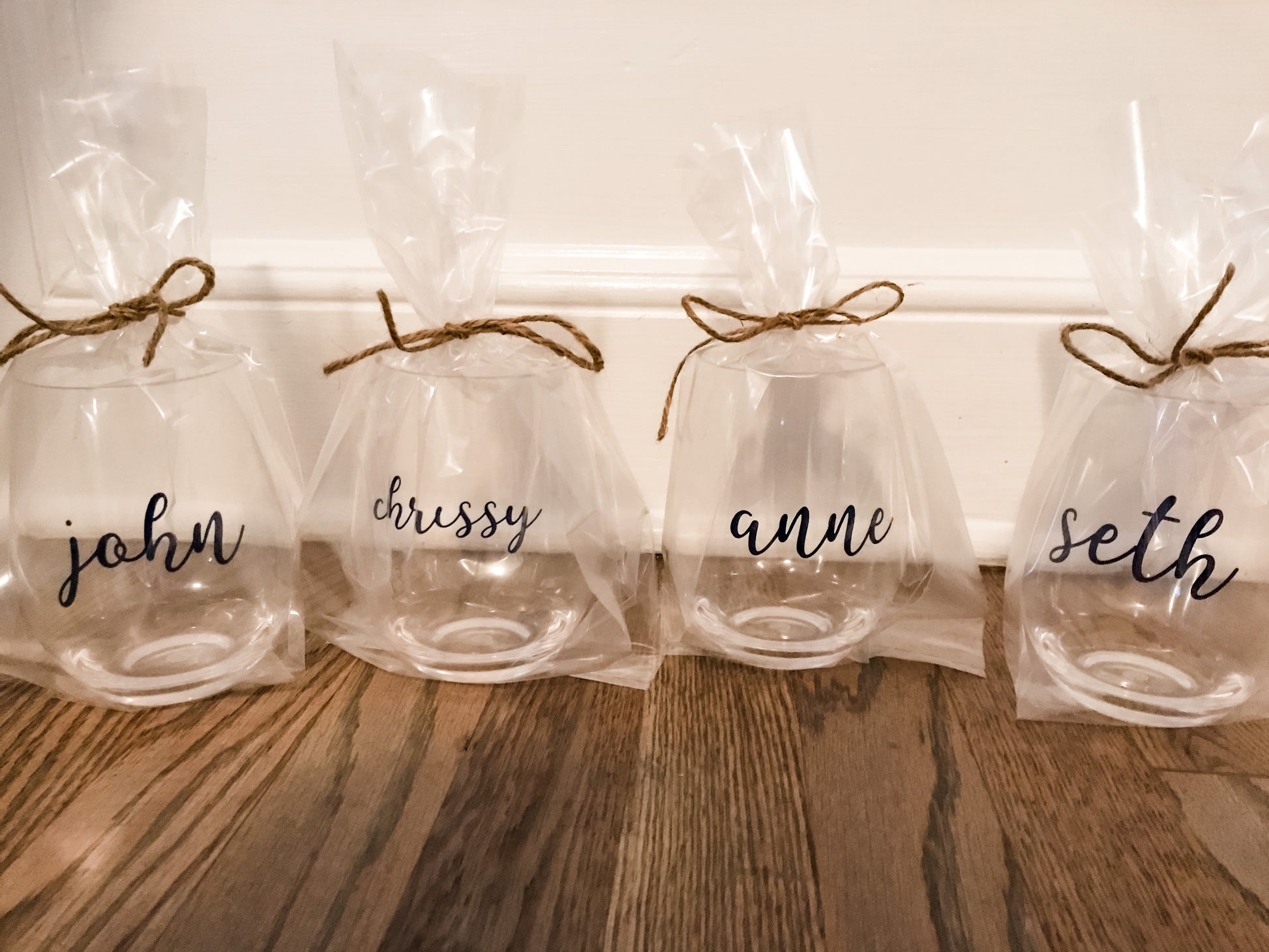 Custom Acrylic Wine Glasses in Script Font