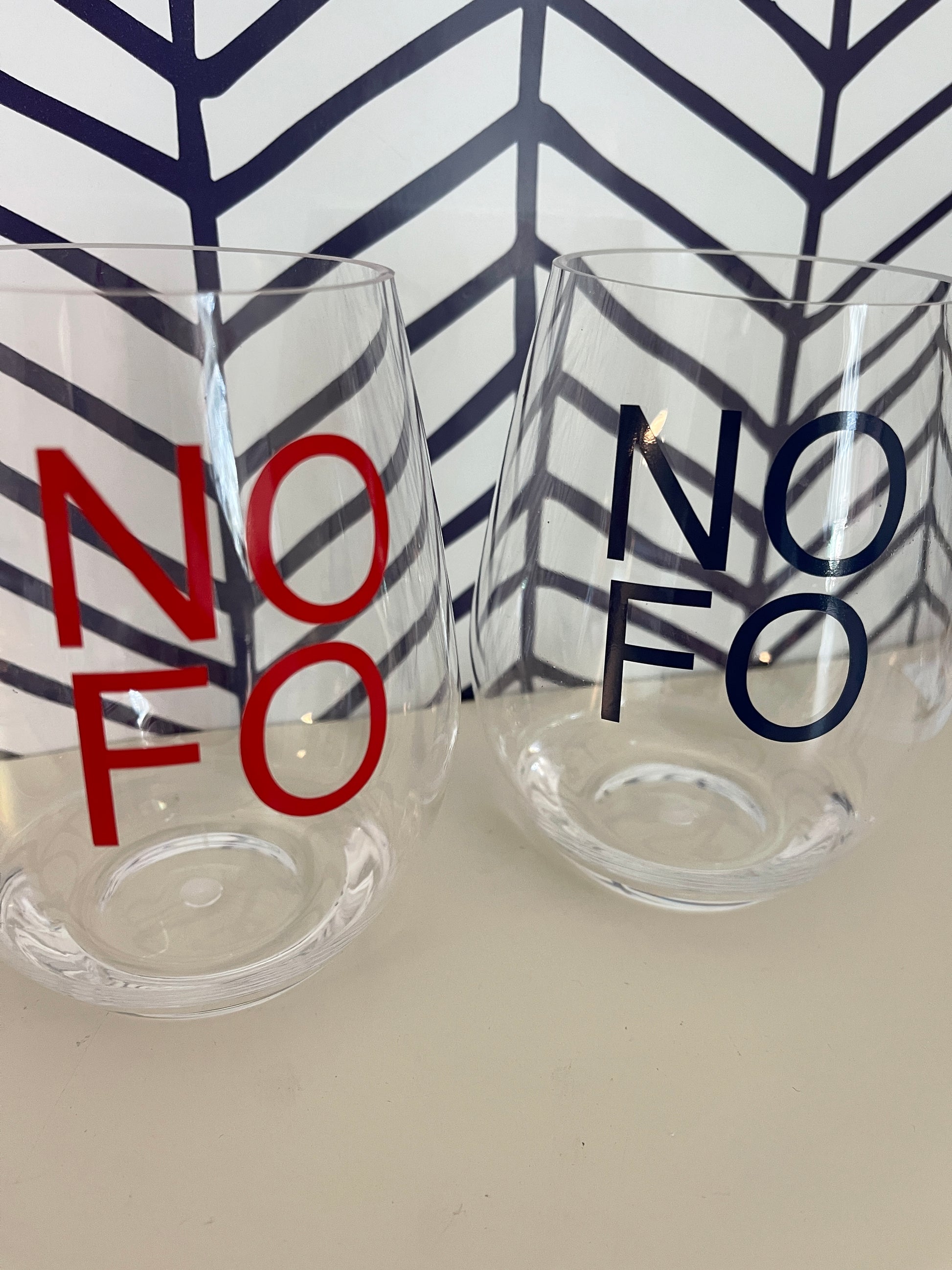 Red and Blue Custom Wine Glasses